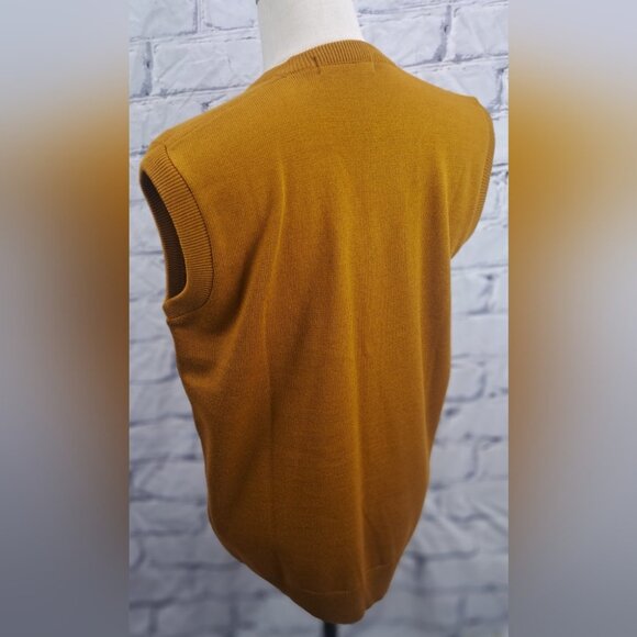 Pierre Carlo Men's Sweater Vest Dark Golden Mustard Vintage 90s 80s Large 42 - Picture 5 of 15